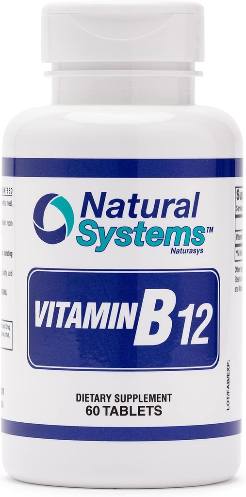 B12-vitamiini 60 tablettia 1000 mikrog Natural Systems - B12-vitamiinia 1000 mg aikuisille auttaa stimuloimaan muistia* - B12-vitamiini 1000 mikrog hyvään digestioon* - B12-vitamiinin energianvaihdunnan tuki