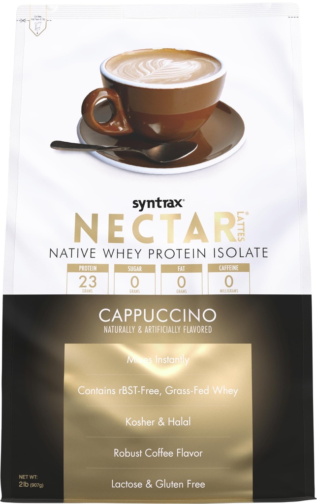 Syntrax Nutrition Nectar Lattes, 100% Whey Protein Isolate Powder, Cappuccino, 2 kg
