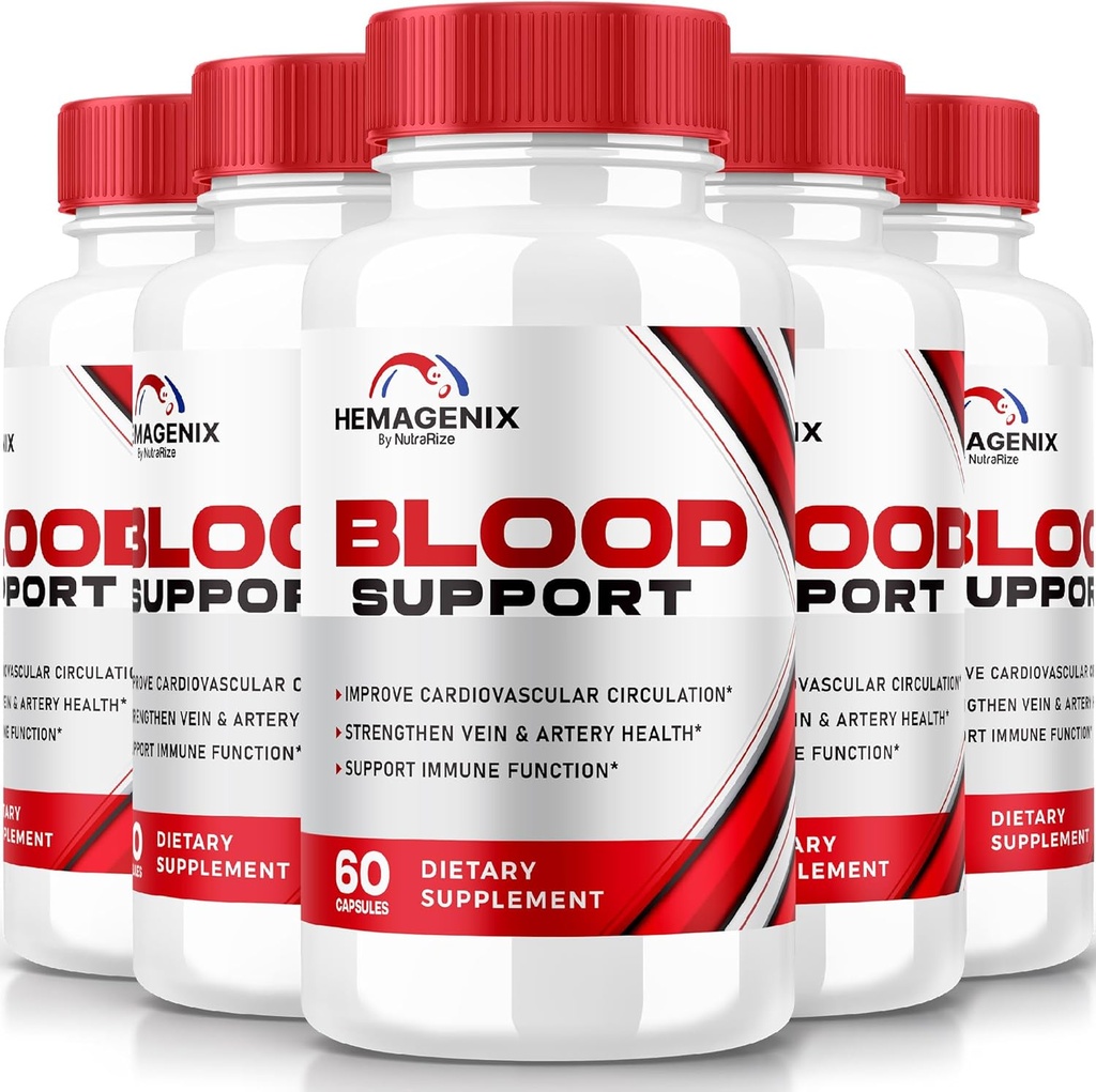 (5 pakkaus) Hemagenix kapselit, Hemagenix Advanced Blood Support Formula, Kaikki luonnollinen täydentää ylläpitää terveitä tasoja, extra vahvuus pillereitä yleistä hyvinvointia, viralliset arvioinnit (300 kapselia)