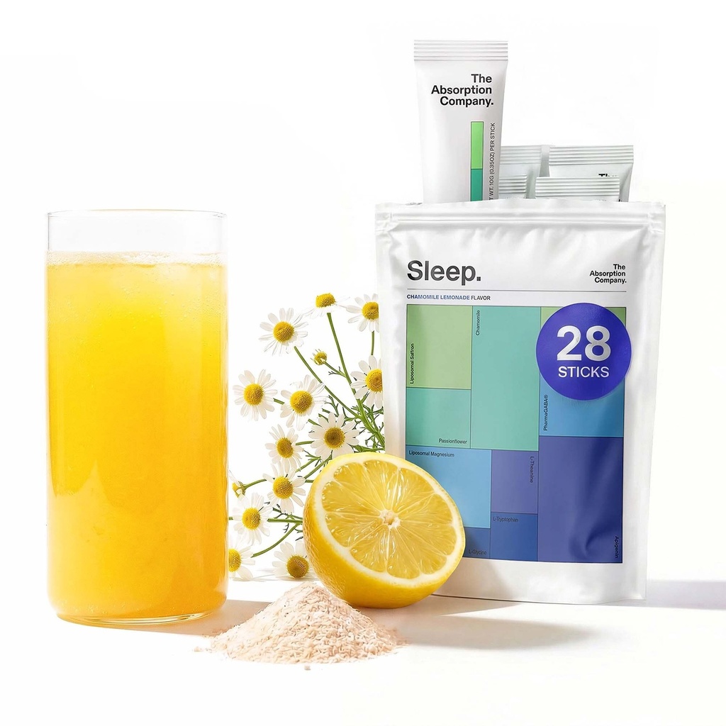 Sleep Aid Powder - Calming Drink for Deep Sleep Liposomal Saffron, Magnesium & PharmaGABA Melatoniinivapaa luonnollinen täydentää vähentää stressiä ja parantaa unen laatua Kamomilla sitruunaa 28