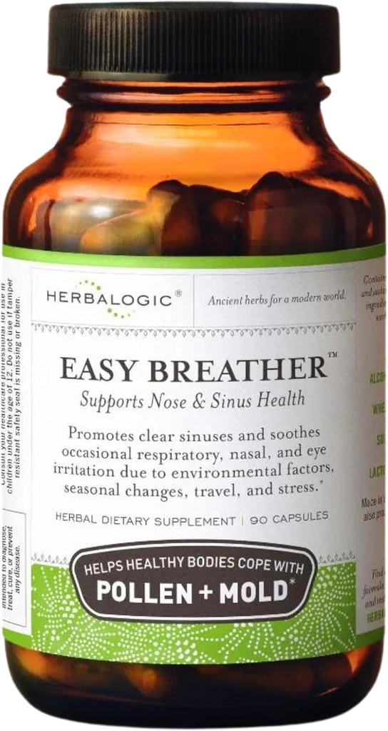 Herblogic - Easy Breather Herb Kapselit - Tukee Nenä & Sinus Health - auttaa Terveitä elimiä Cope kanssa Siitepöly & home - Perustuu perinteisiin Kiinan Formula Yu Ping San - 90 Cap Count