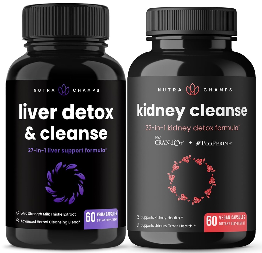 NutraChamps Liver Cleanse Kapselit ja Munuaisten Cleanse Kapselit 2 Pack Bundle
