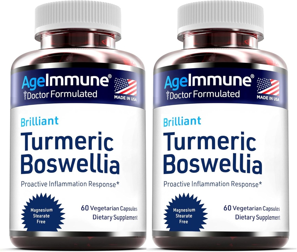 Turmeric Supplement 65% Boswellia Serrata Extract Black Pepper Bioperine - Inulin - Turmeric Curcumin 95% uute terveille tulehdusvaste ja Gut Health - 60 kapselia - 2 pakkaus