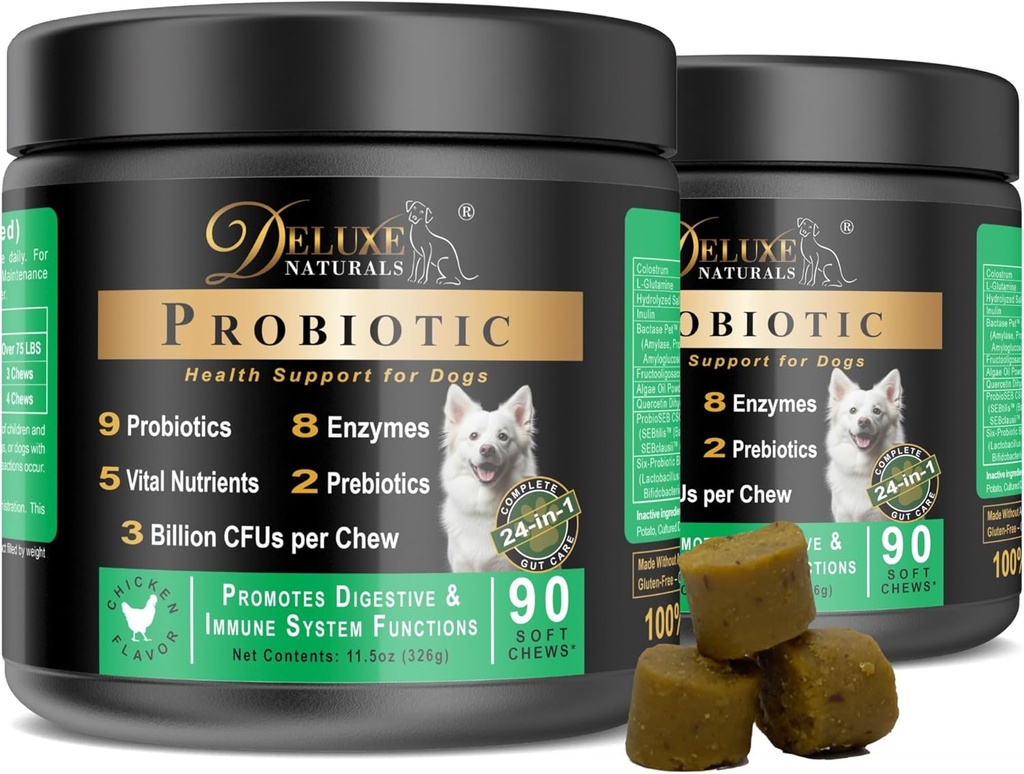 Probiotika för hundar | All-Natural Dog Probiotic Supplement med Enzymes, Prebiotika, Pumpkin | Främja Digestive Health, Förbättra allergi och immunitet, 180 greve (Pack av 2 x 90 ct)