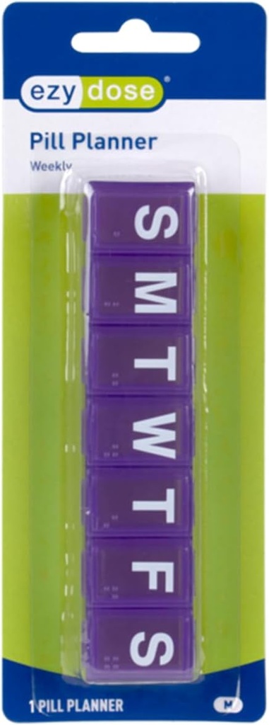 EZY Dose Weekly (7-päivä) Pill Organizer, Daily Vitamiini Planner, Medicine Container, Case lisäravinteet ja kalaöljyt, keskikokoiset osastot, värit voivat vaihdella, Valmistettu Yhdysvalloissa