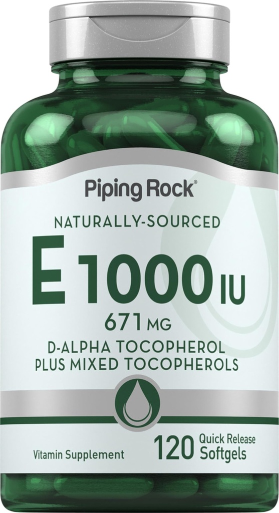 Piping Rock Vitamiini E 1000 IU Softgels ... 120 Count ... D-Alpha...