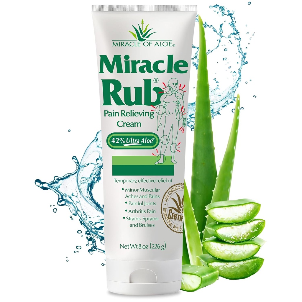 Ihme Aloe Miracle Rub Pain Relieving Cream 8 oz, nopea ja tehokas helpotus niveltulehdus, lihasten ja nivelkipu - suurin vahvuus UltraAloe Formula, Uutinen analgesic