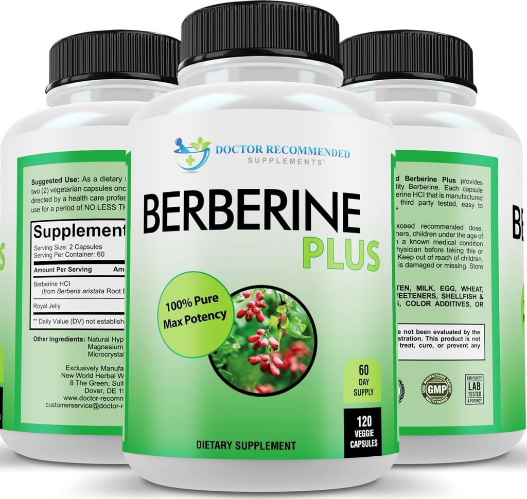 DOCTOR SUOSITETUT LIITTEET Berberine Plus 1200mg Per Serving - 120 kasviskapselia Royal Jelly