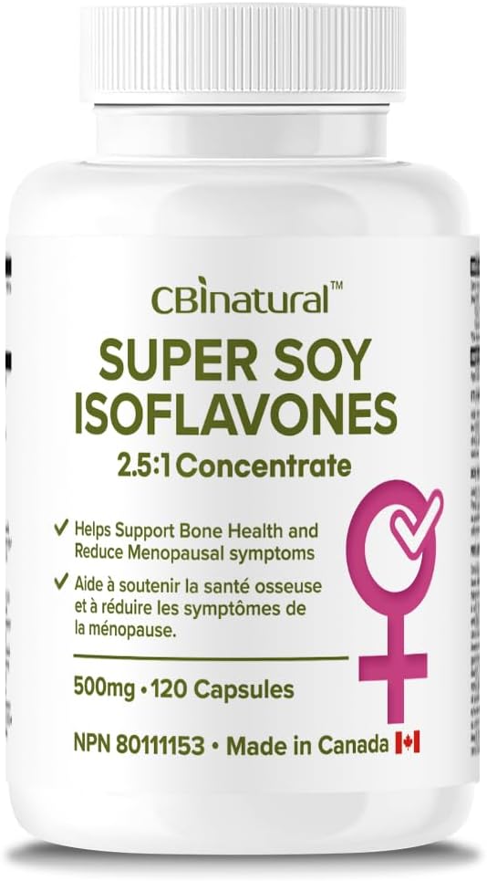 Soija Isoflavones 2.5:1 uute 500 mg (1250 mg Ekvivalentti), Tukee naisten hyvinvointia, 120 vegaanisia kapseleita, 4-kuukautta, ei-muuntogeenisiä organismeja, Gluteeniton