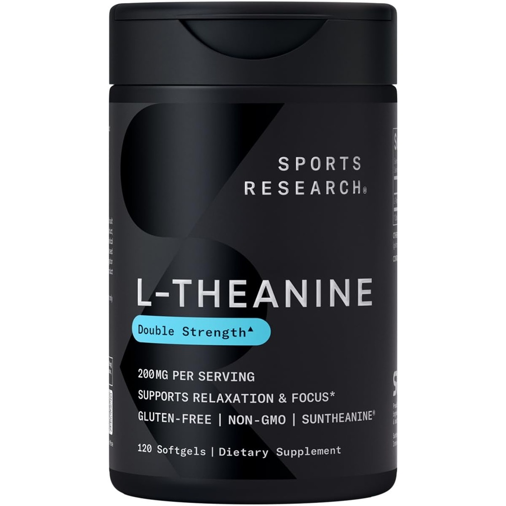 Sports Research L-Theanine 200mg kanssa Organic Coconut Oil 