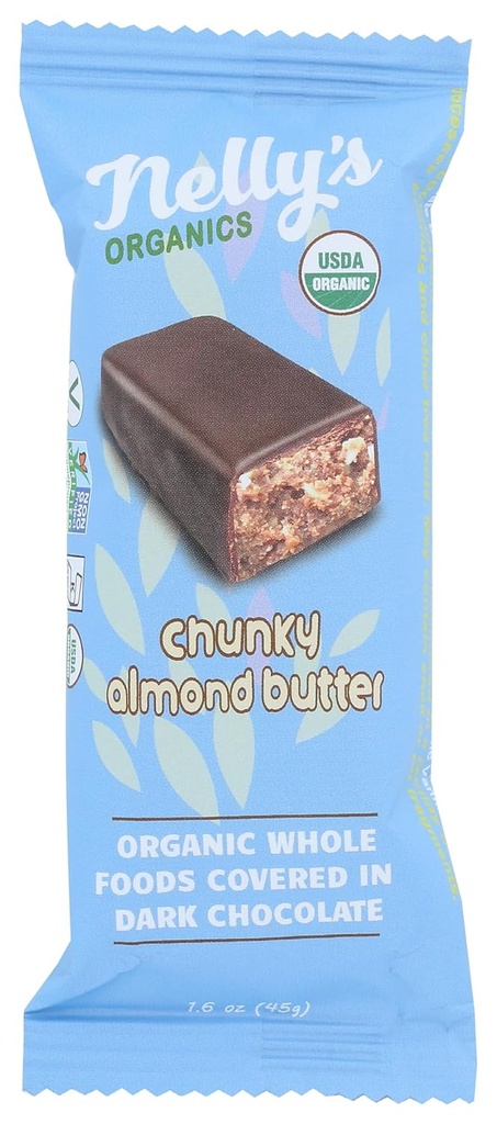 Nellys Organics Organic Dark Chocolate Chunky Almond Butter Bar, 1,6 Oz