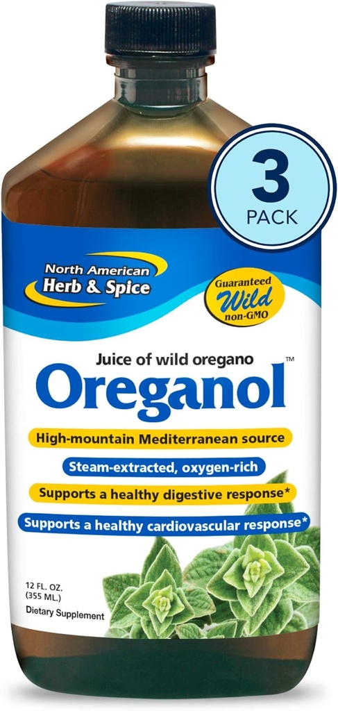 Pohjois-Amerikan Herb & Spice Oreganol P73 Juice - 12 fl oz - 3 pakkaus - Wild Oregano Oil - Heart & Digestive Health - Munuaiset, Pancreas & Liver Support - Ei-GMO - 173 Yhteensä