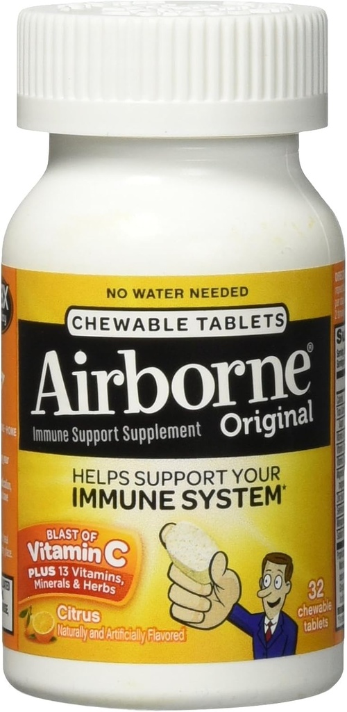 Airborne Citrus purutabletteja, 32 count - 1000 mg C-vitamiinia - Immuuni tuki täydentää (Pakkaus toukokuussa Vary)