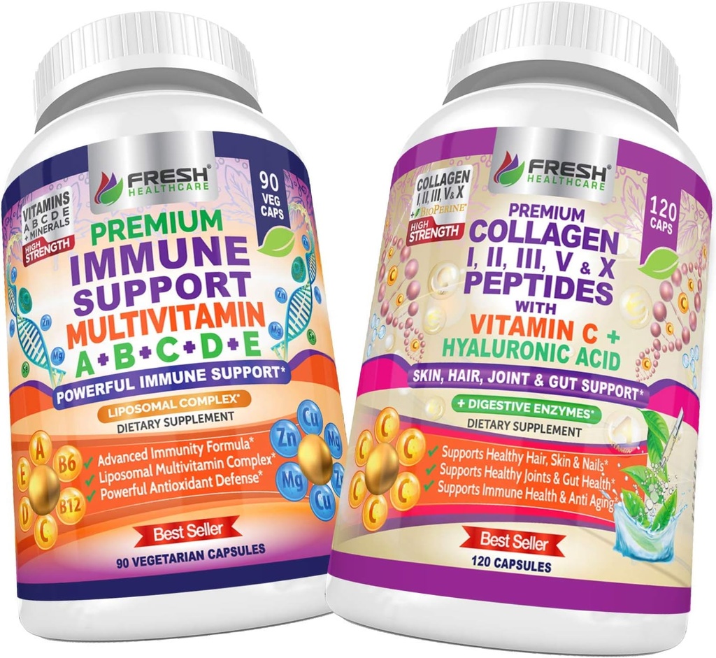 FRESH HEALTHCARE Immune Multivitamin och Collagen Peptides - Bundle