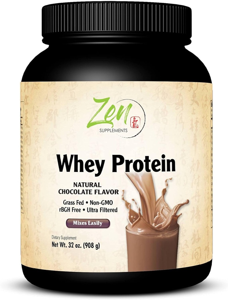 Zen-lisäravinteet - Organic Grass Fed Whey Protein 19g per tarjoilu Keto Friendly - suklaa 32 Oz-Powder