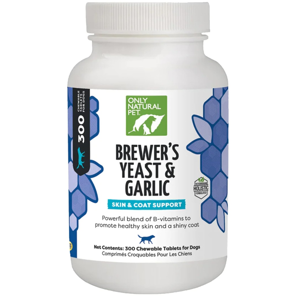Endast naturliga Pet Brewer Yeast & Garlic Chewables - All-Natural Flea & Tick Prevention för hundar - Befäst med B-vitaminer - Främjar hälsosam hud och rock - 300 greve tablett