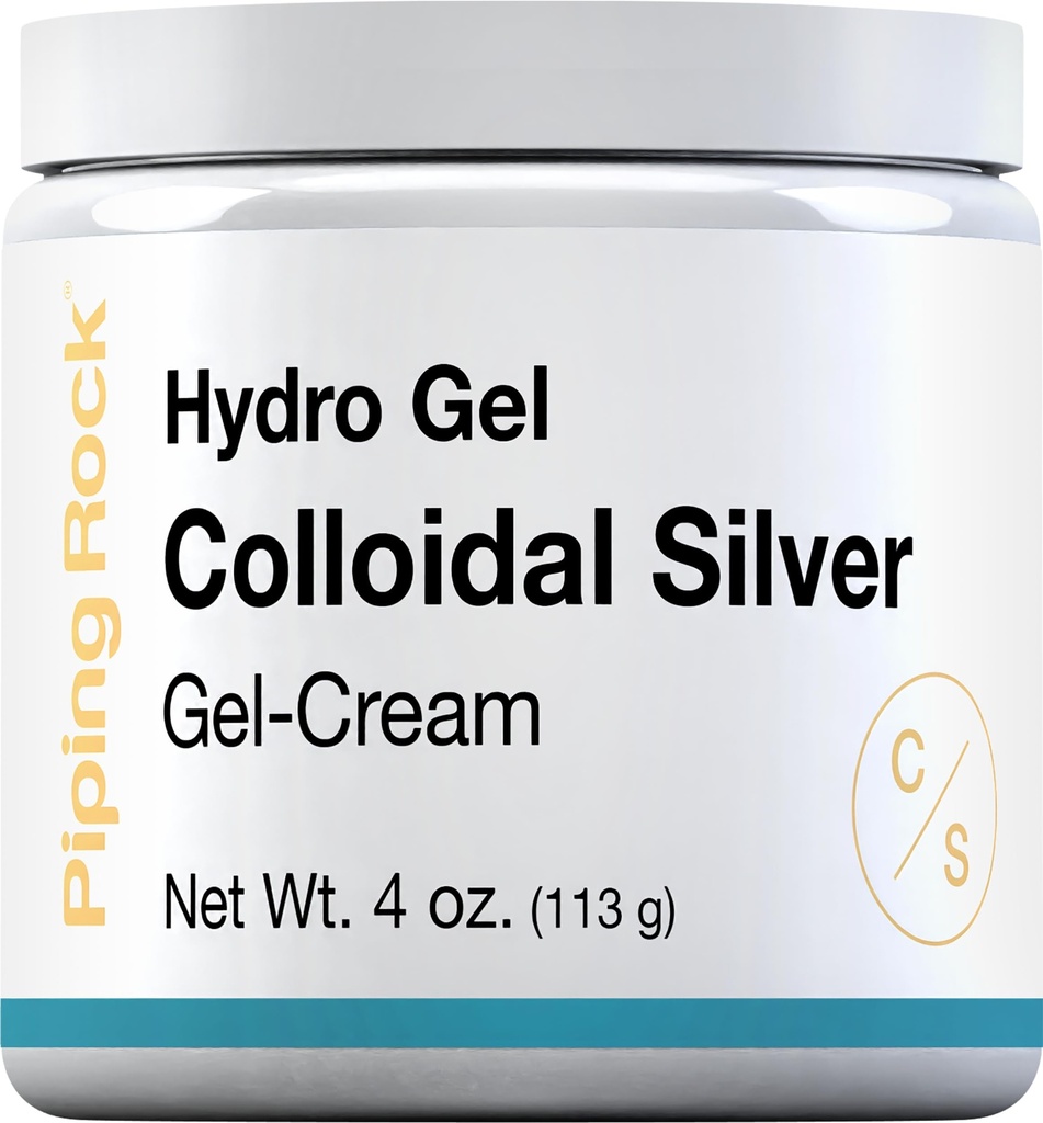 Piping Rock Colloidal Silver Cream | 4 oz | för hud | Hydro Gel Cream | Non GMO, Gluten Free