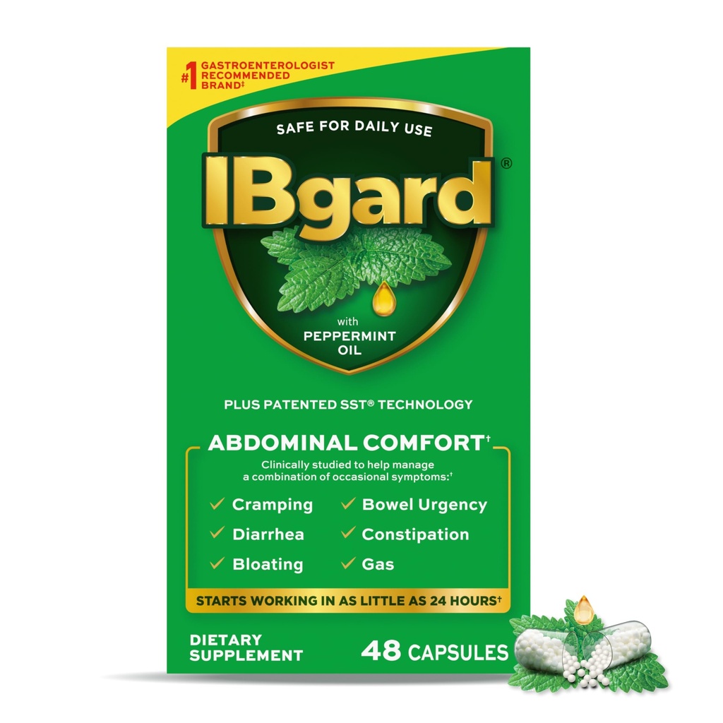 IBgard Gut Health Supplement, Piparminttuöljykapselit vatsan mukavuuteen, 48 kapselia