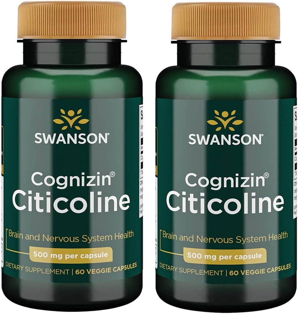 Swanson Cognizin Citicoline 1000 Milligrammaa 60 Veg-kapselia (2 pakkaus)