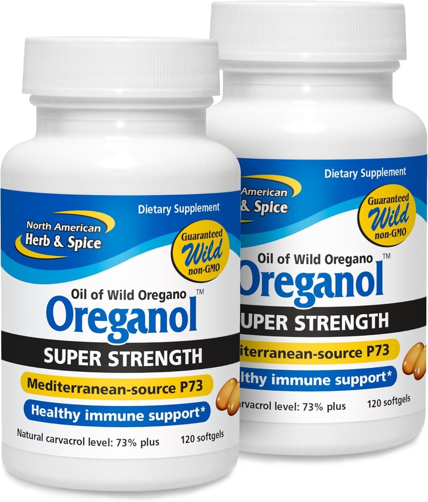 POHJOINEN AMERICAN HERB & SPICE Super Strength Oreganol P73 - pakkaus 2, 120 Softgels - Immuunijärjestelmän tuki - Ei-GMO, Vegaani Friendly - 240 Yhteensä