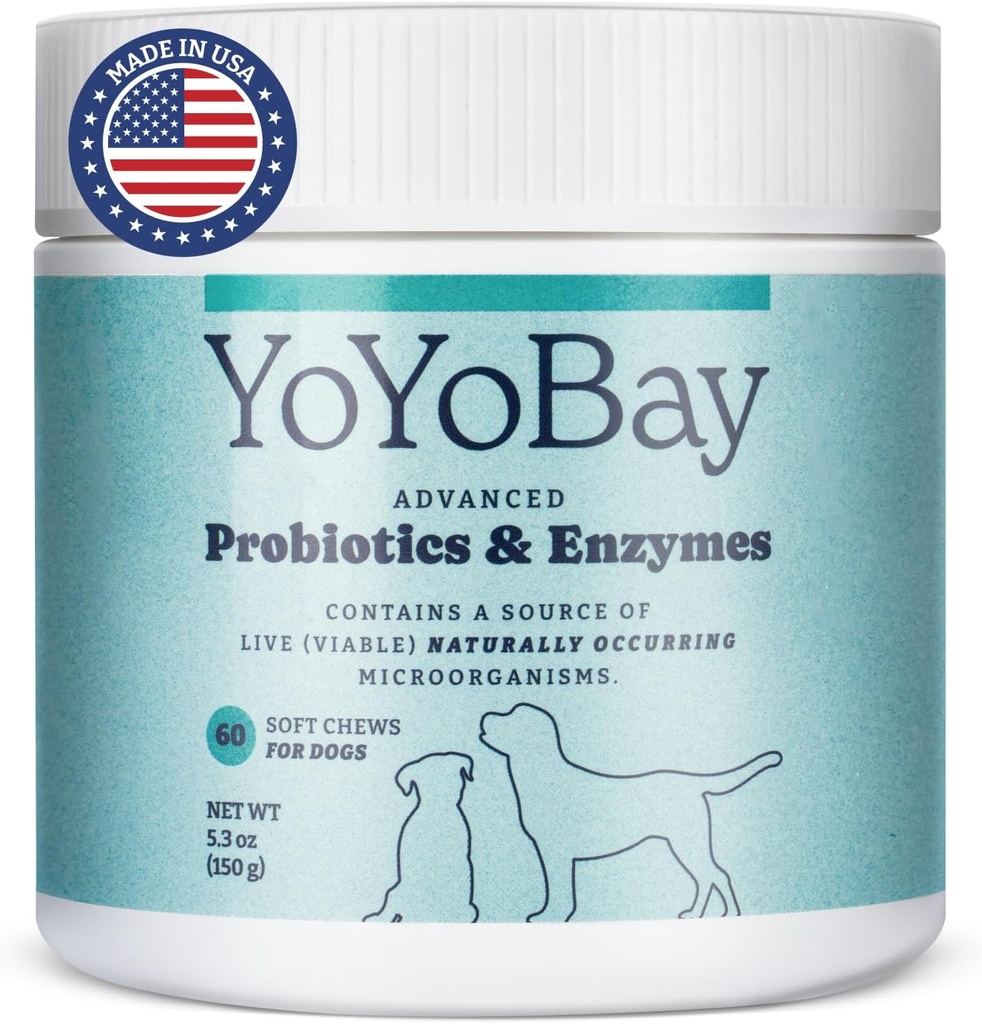 Probiotika för hundar, för Gut Health och Digestive Health, Yeast Balance, Immune Support, Dog Probiotics och Digestive Enzymes, över 1 miljarder CFUs, 60 Soft Chews
