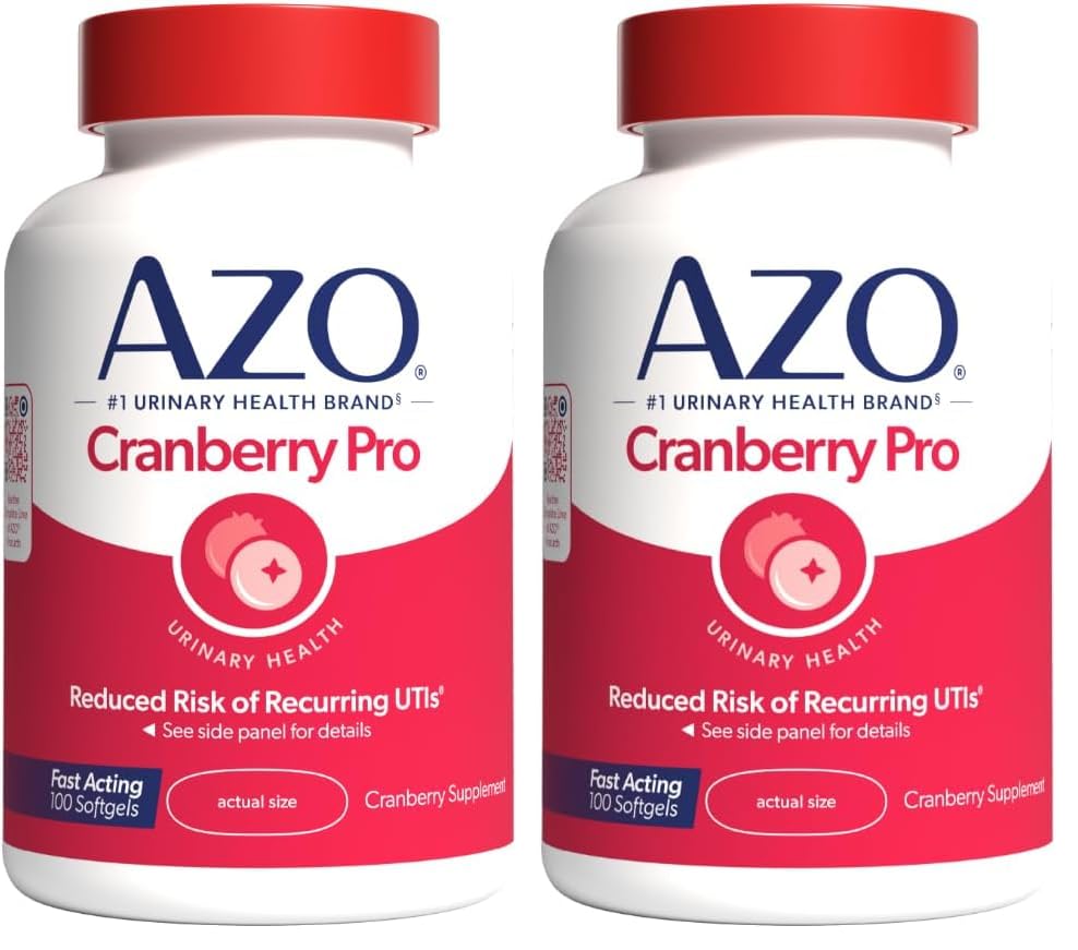 AZO Cranberry Pro virtsateiden terveys täydentää 600 mg PACRAN, 1 Tarjoilu: Yli 1 lasi karpalomehua, sokerittomia karpalo pillereitä, ei-GMO 100 Softgels (Pack of 2)