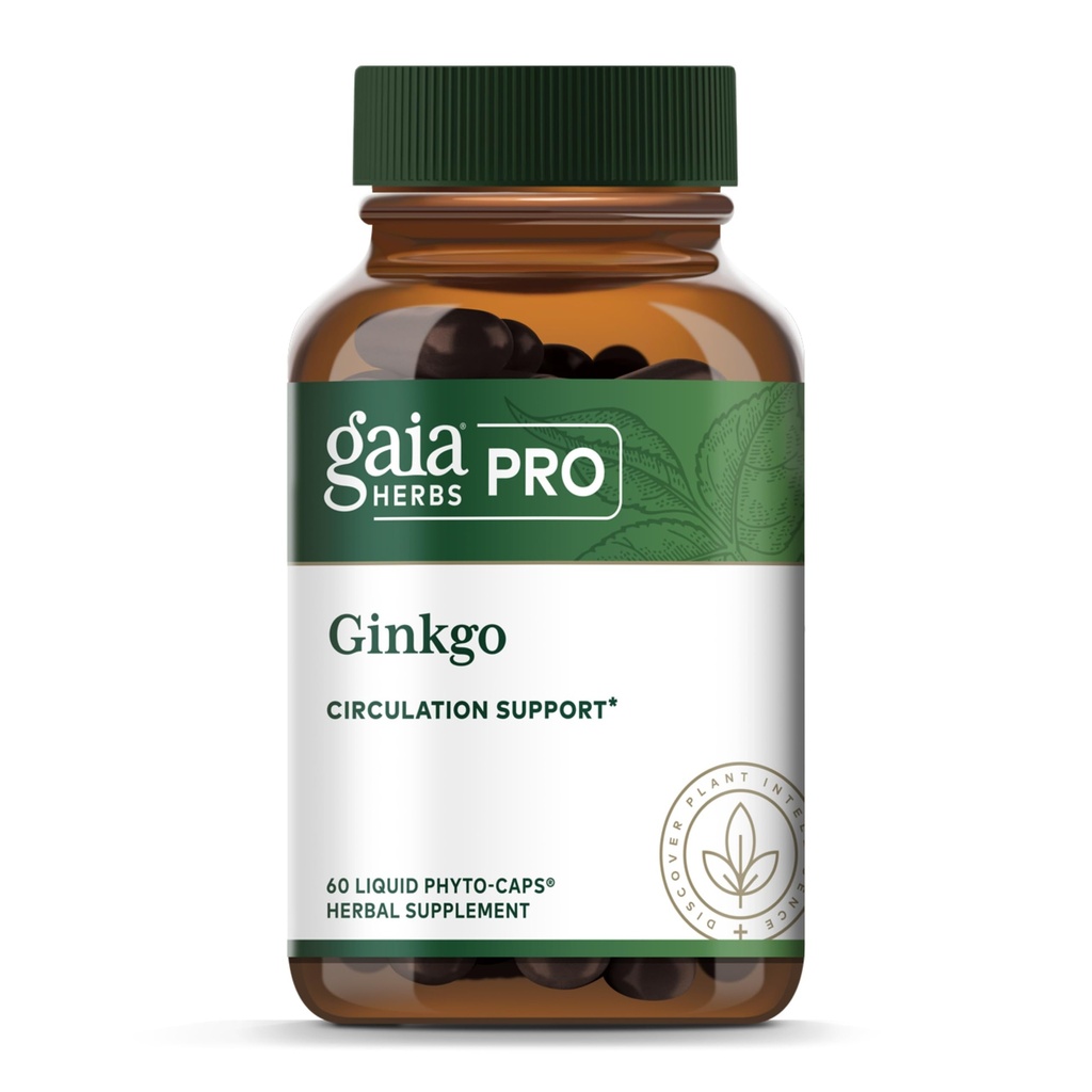 GAIA HERBS PRO Ginkgo - Tervettä Veren virtausta ja aivojen toiminta Tuki täydentää * - Verenkierron tuki täydentää * kanssa Ginkgo Leaf Extract - 60 Liquid Phyto-Caps (30 palvelinta)