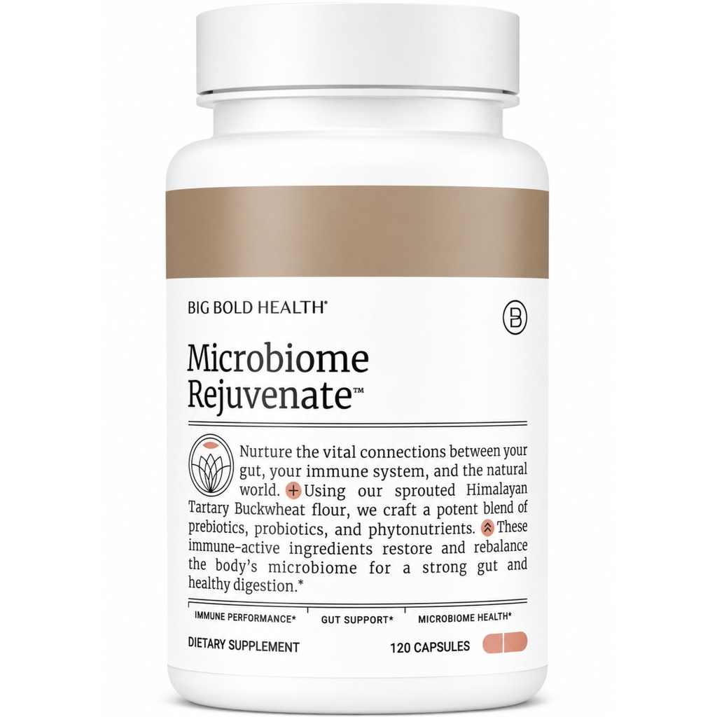 BIG BOLD TERVEYS Microbiome nuorenna Prebiootti + Probiootti Supplement for Gut Health & Immunomy System Support - kanssa immuuni-active Himalayan Tartary Tattari - Gluteeniton (120 kasvissyöjä Kapselit)