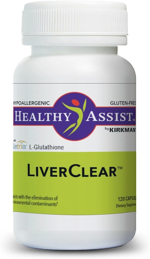 Kirkman LiverClear Supplement, 120 kapselia, kehon puhdistus C-vitamiinilla, E-vitamiinilla, seleenillä, tauriinilla, kurkumiinilla, maitoohdakkeella, glutationilla, NAC:llä ja kalsiumilla, jotka tukevat kehon luonnollisia puhdistusteitä