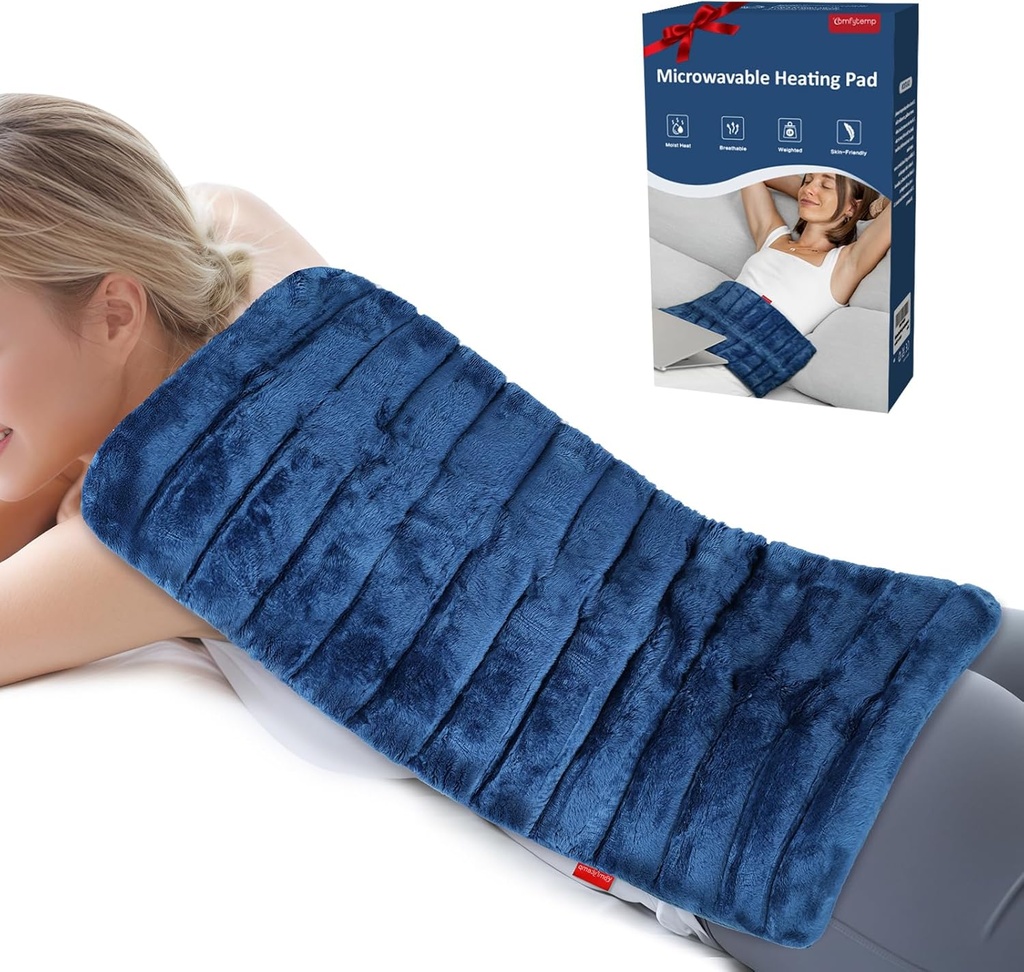 Comfytemp Extra Large Microwavable Lämmitystyyny selkäkipua lievittämään, 12"x23" 3.7 LB Kosteuttava lämpötyyny niskan hartioille, Kramppeille, Fyysinen terapia Äitien päivä lahjat aches, nivelet