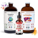 LIQUIDHEALTH High Performance Vitamin Bundle för vuxna med Mega Energy B-Complex, komplett multipla multivitamin och organiska vitamin B12 droppar - Boost Natural Energy & Improve Athletic Performance