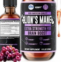 HERBIFY Lions Mane Supplement - Päivittäinen sieni täydentää muistia, keskittyä ja selkeyttä - aivojen Booster - Lions Mane Tincture for Immuuneja tukea - 4 Fl oz viinirypäleen maku