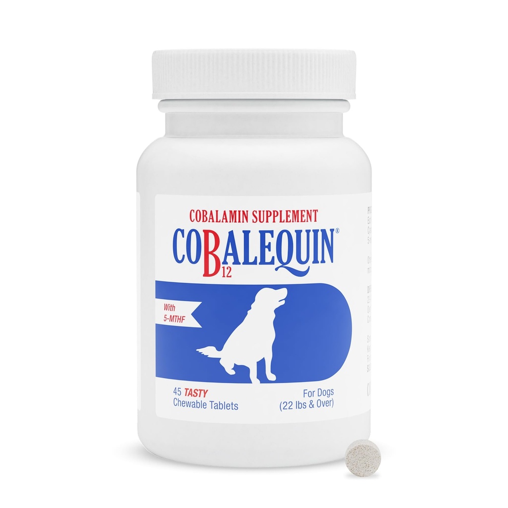 Nutramax Laboratories Cobalequin B12 Supplement keskikokoisille ja suurille koirille, 45 purutablettia, hydrolysoitu kana, 2,08 unssia