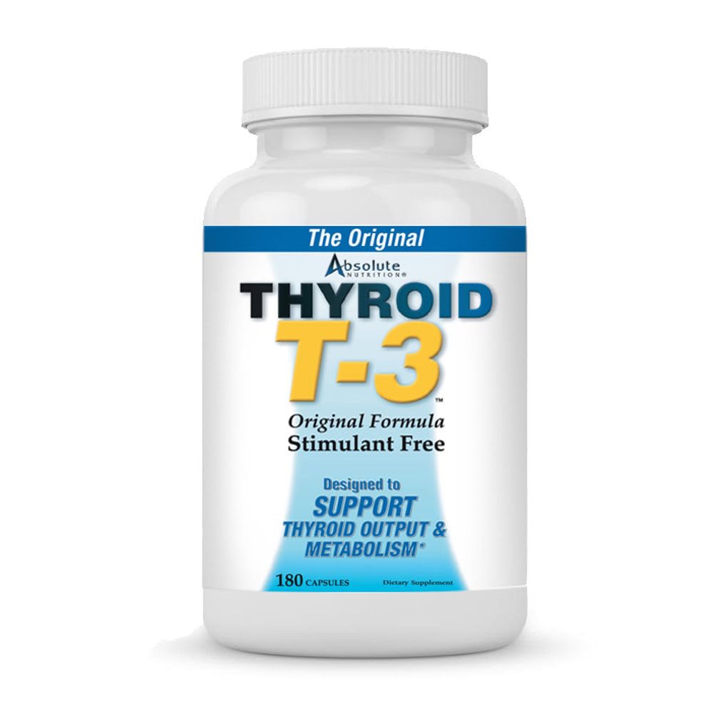 Absoluuttinen ravitsemus Kilpirauhasen T-3 Radikaali aineenvaihdunta Booster, energia & Focus makuamaton Kilpirauhasen tuki Formula Kapselit, Natural Metabolia Booster, Tuki Terve Kilpirauhasen toiminta, 180 kapselia