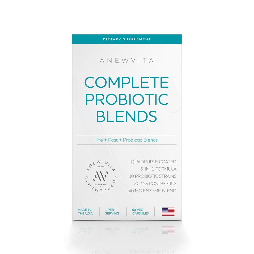Täydellinen Probiootti Blend: 5-in-1 Dgestiivinen Entsyymit, Sinkki, Postbiootit, Prebiootit ja Probiootit naisille ja miehille, Provitalize naisille Ruoansulatus & Gut Health 10 kanta 20 miljardia PMY, 60ct Softgels