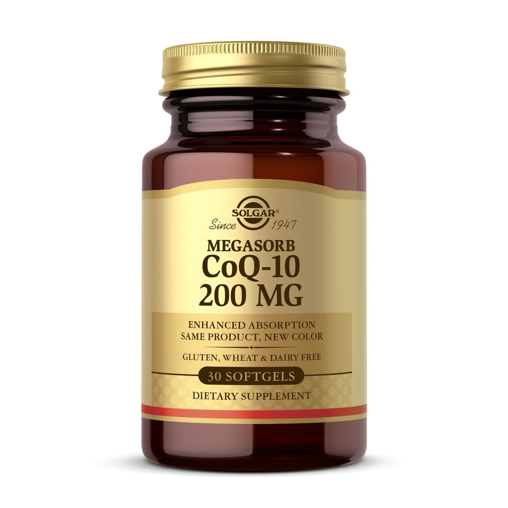 Solgar Megasorb CoQ-10 200 mg - 30 Softgels - Förbättrad absorption - Glutenfri, Dairy Free - 30 portioner