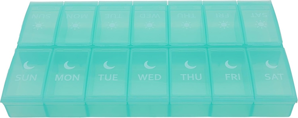 7 Day Weekly Pill AM PM Organizer, ShysTech Suuri pilleri tapauksessa Pillerilaatikko 2 Aika A päivä pillereille / Lääkkeet / Lisäravinteet / Vitamiini (vihreä)