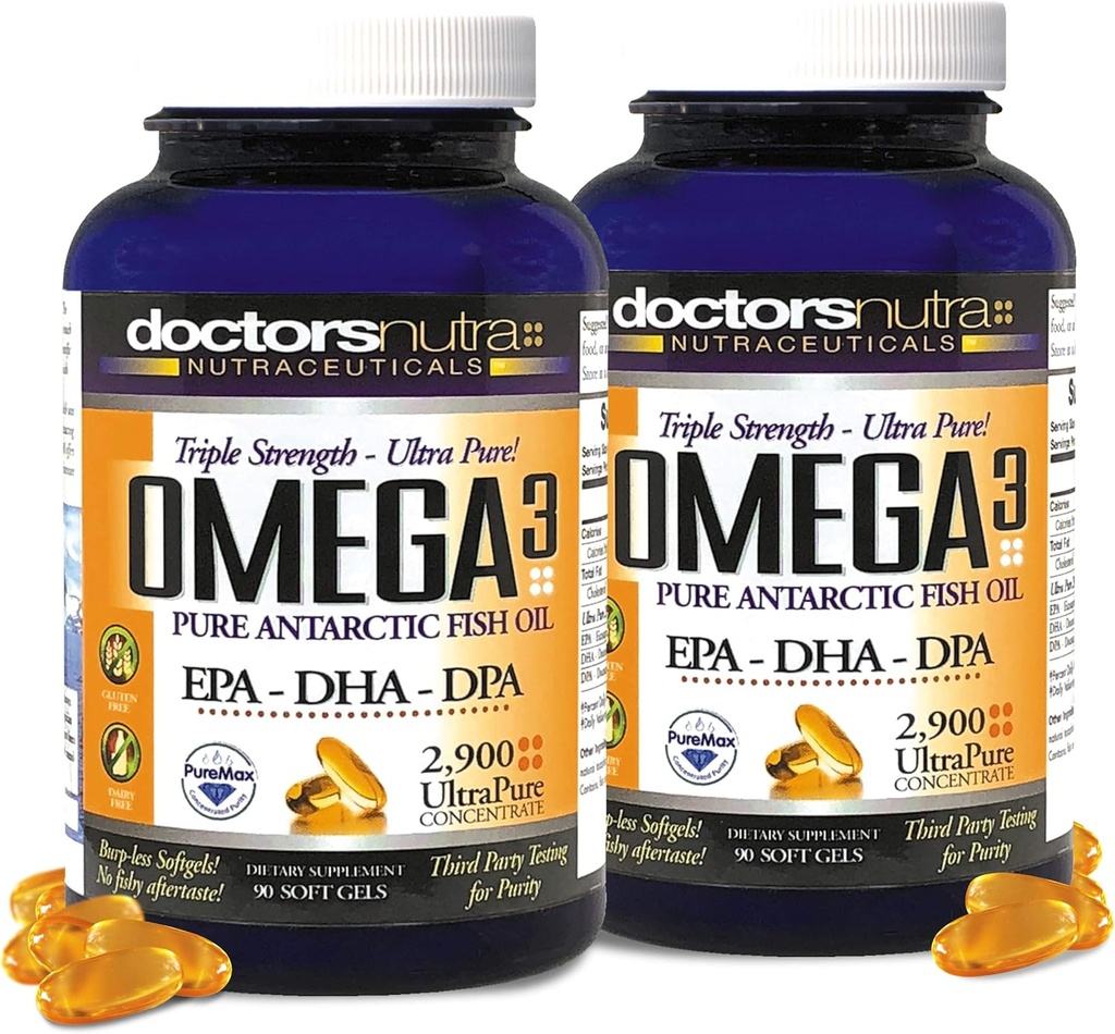 (Pack of 2) Wild Omega 3 Fish Oil DPA Supplement 2900 Milligrams, EPA-DPA-DHA, SoftGels