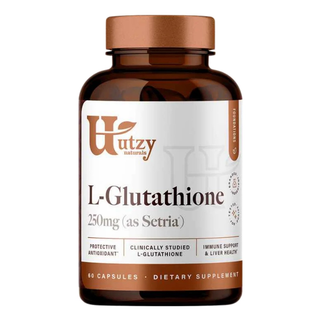 Utzy Naturals L-Glutathione | Immune Health & Antioxidant Support | Setria® 250mg Reduced Form Glutathione | Hög Absorption | Tillverkad i USA | 60 kapslar