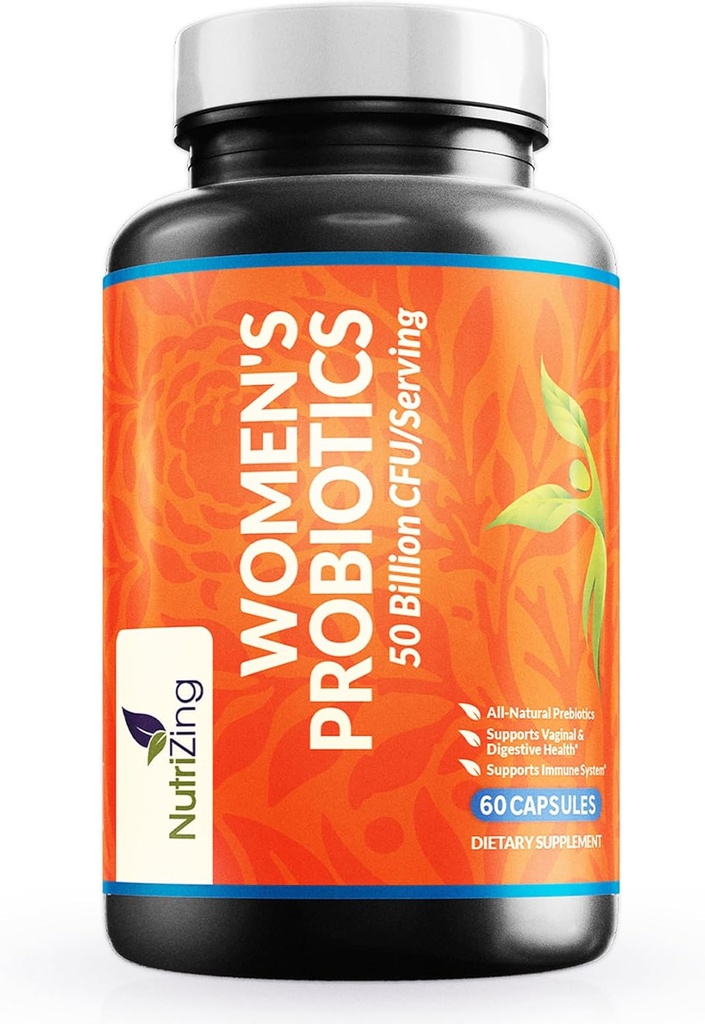 NutriZing Womens Probiotic för Gut Health - 50 miljarder CFU - Prebiotika och probiotika för kvinnor Digestive Health & pH Balance - Lactobacillus Reuteri & Rhamnosus Supplements - Vaginal Support