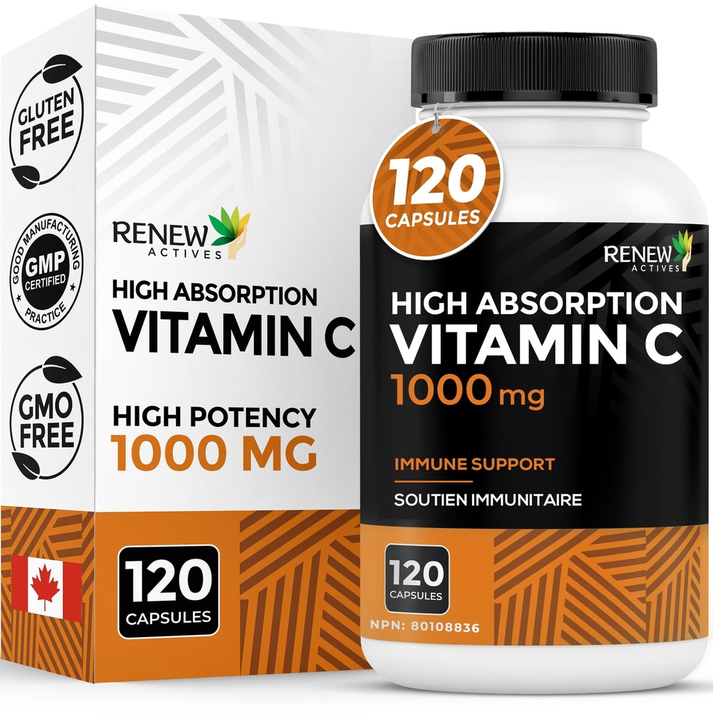 RENEW ACTIVES Maximum Strength C-vitamiini 1000MG per annos ... Antioksidantti ja immuuni Booster kokonaisterveyteen, luut, hampaat ja gums...