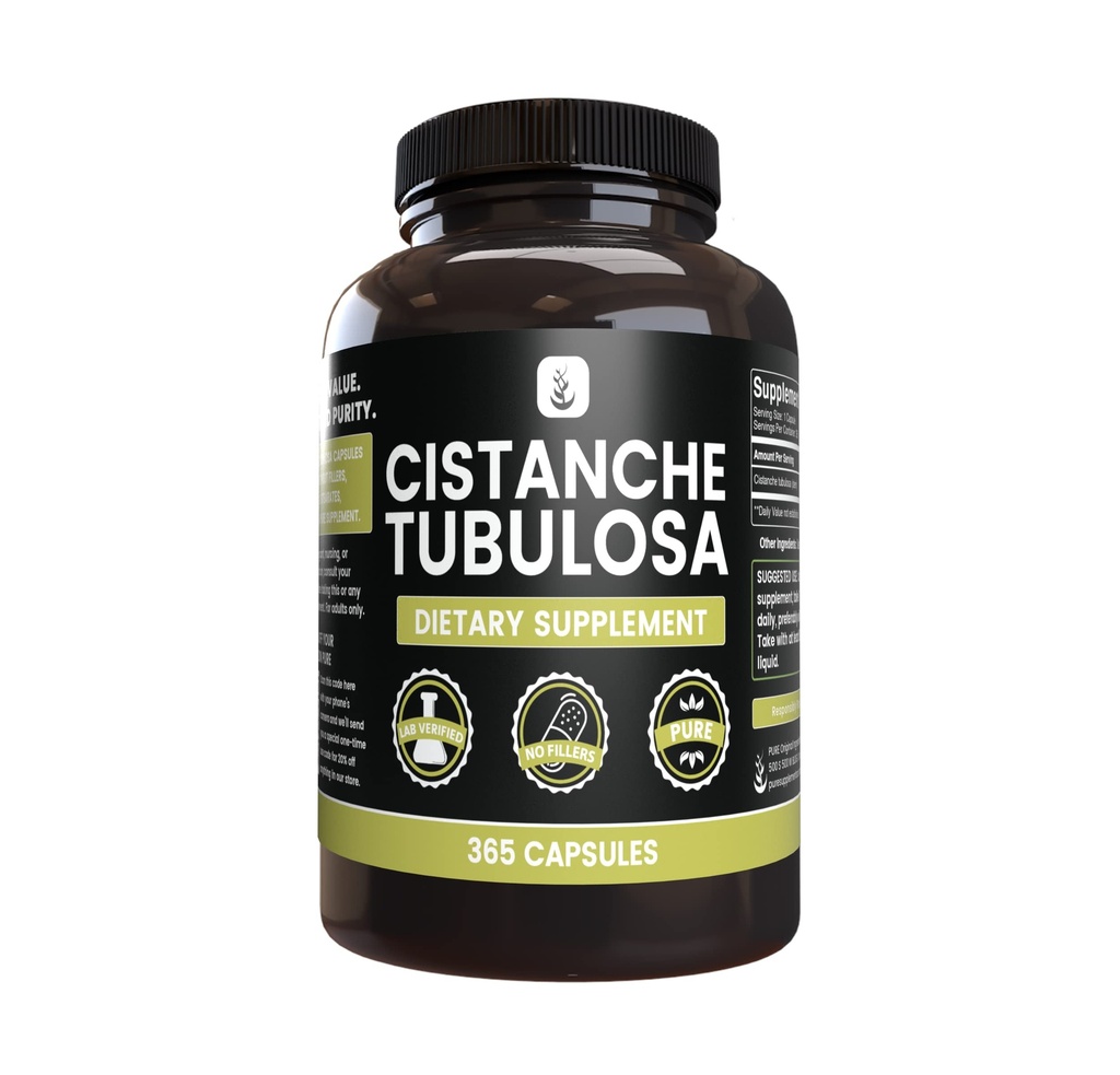 Rena originalingredienser Cistanche Tubulosa (365 kapslar) Inga magnesium eller risfiller, alltid rena, Lab Verified