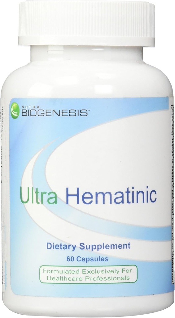 Nutra BioGenesis - Ultra Hematinic - Järn, B-vitaminer och koppar för järnabsorption, RBC Support och energi - 60 kapslar
