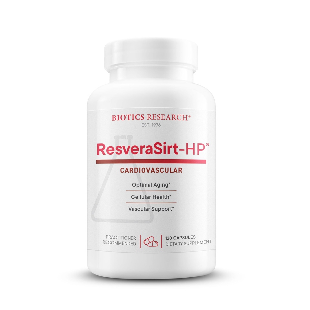 Biotics Research ResveraSirt HP Formulerad av Dr Mark Houston, Trans Resveratrol, Quercetin, Öka sirtuinaktivitet, kardiovaskulärt stöd, hjärtkraft, vaskulärt stöd, 120 kapslar
