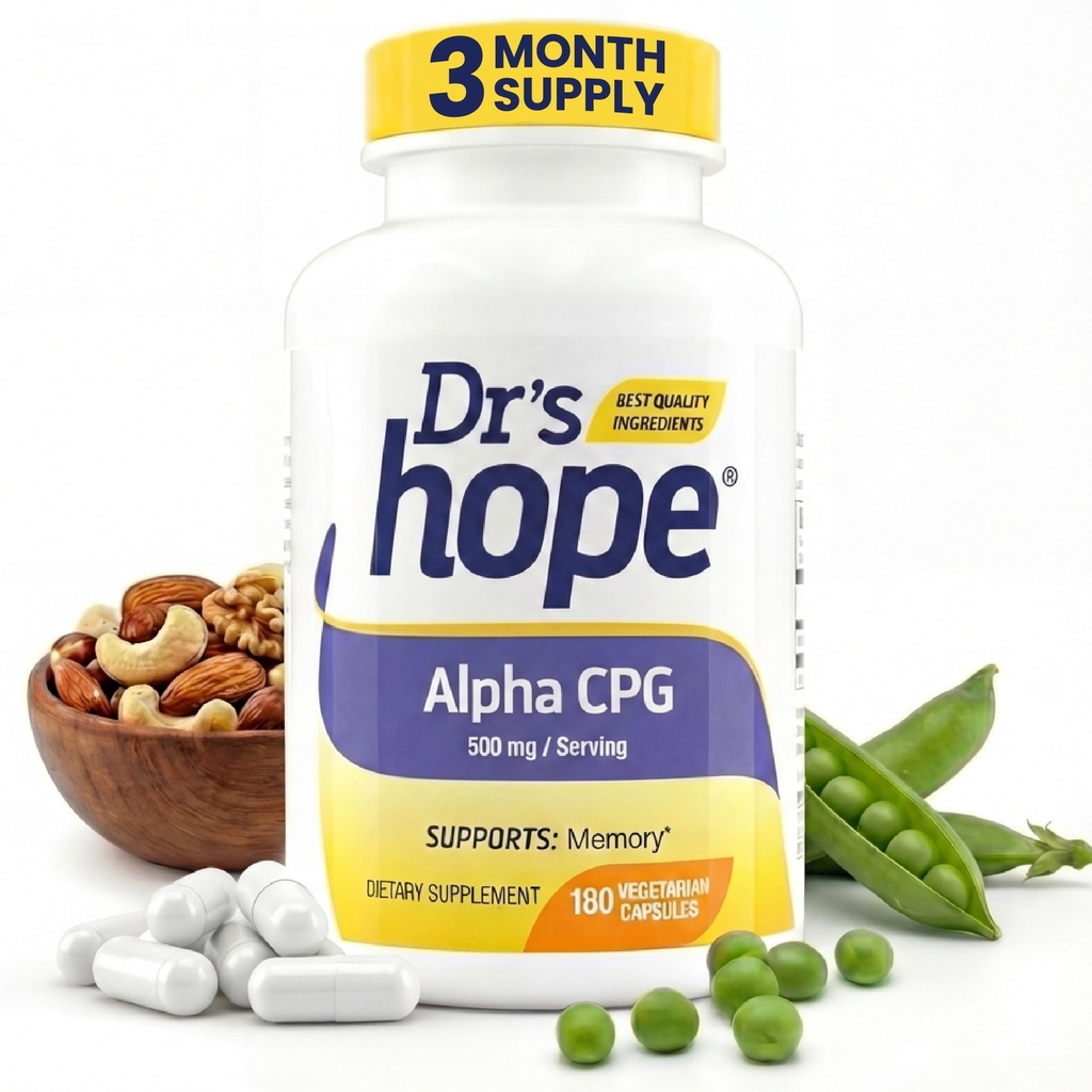 Alpha GPC 500mg, Alpha GPC Supplement - stöder minne och kognitiv funktion - 180 Veggie kapslar, tillverkade i USA