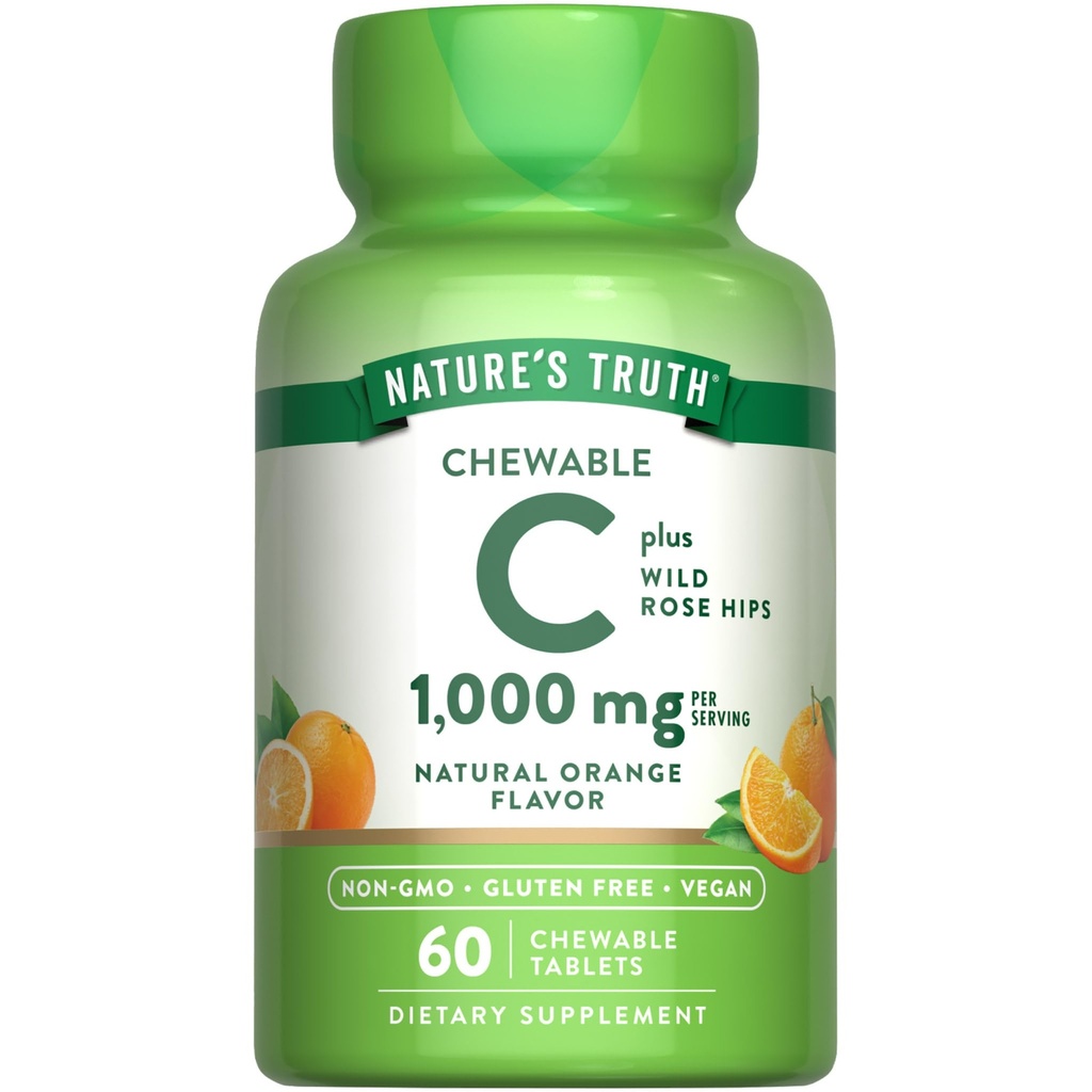 Nature's Truth Chewable C-vitamiinia ja ruusunnuolia 1000 mg 60 tablettia