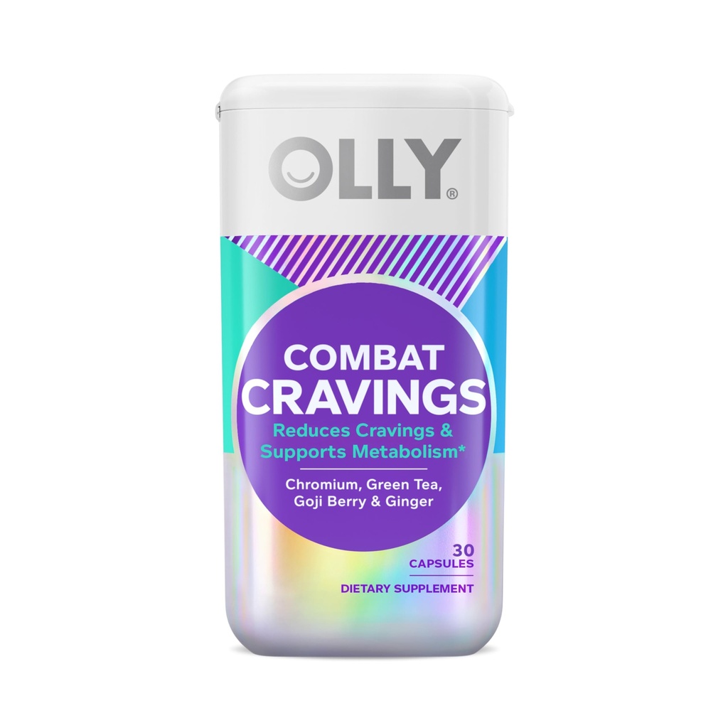 Olly Combat Cravings, Metabolia & Energy Support Supplement, 1000 mikrog kromia, vihreää teetä, Goji Berry, inkivääri - 30 kreivi