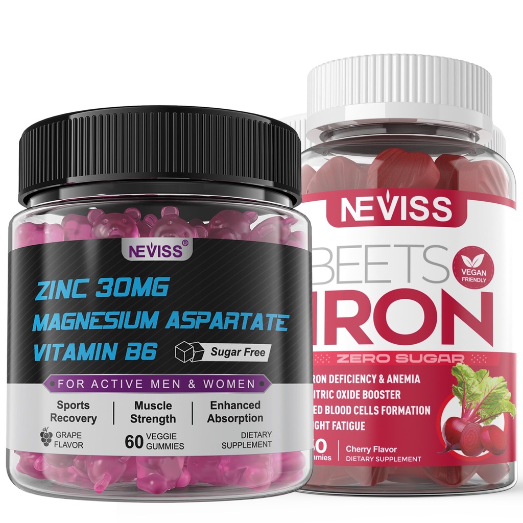 Järn Gummies med Zink och Magnesium Supplement