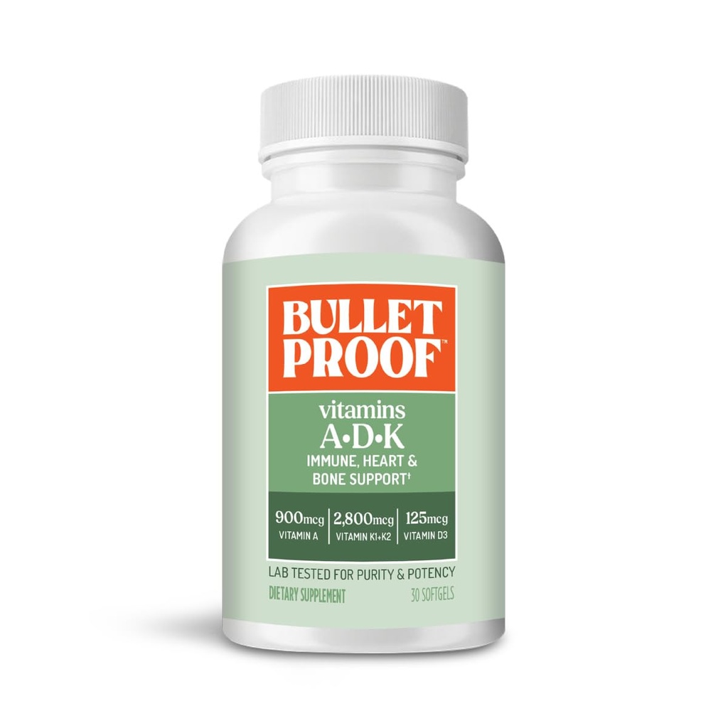 Luodinkestävät vitamiinit A-D-K Softgels, 30 Count, Supplement for Heart, Bone Health ja Immuuni tuki