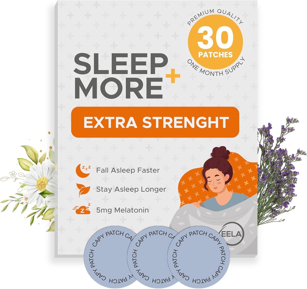 Sleep Patchs Extra Strength aikuisille - 5 mg melatoniini Patch GABA, magnesiumia ja valerian juuri - nukkuva laite unettomuus, rentoutuminen ja vähentää väsymys - uniapu hidas julkaisu - 30 paikkaa